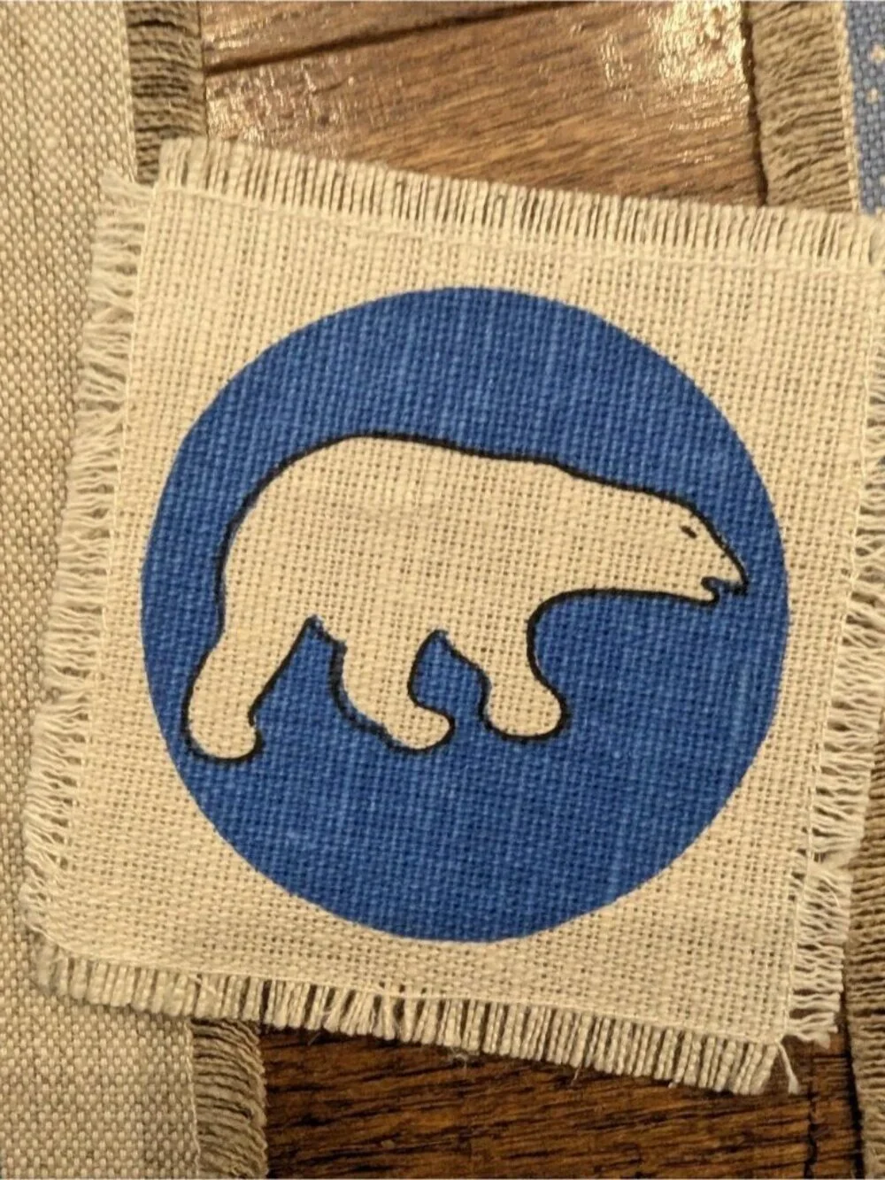 Vintage Skemo Canada Polar Bear Placemat & Coaster Set Of 4 in Blue Teal & White